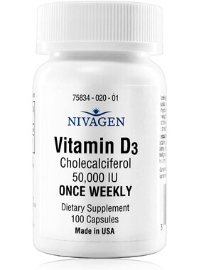 美国代购Nivagen Pharmaceuticals Inc Vitamin D3 50000 IU