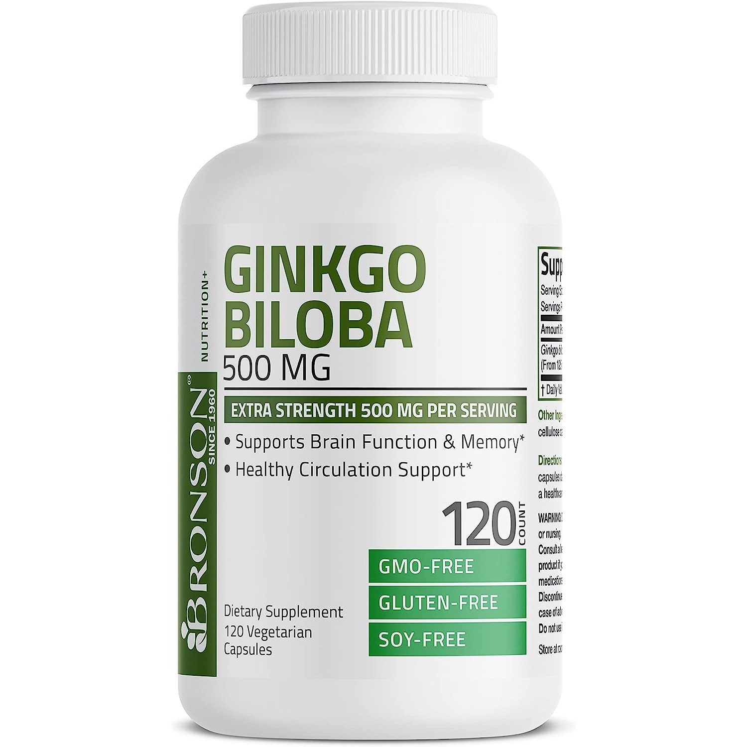 美国代购Bronson Ginkgo Biloba 500mg Extra Strength 500mg per
