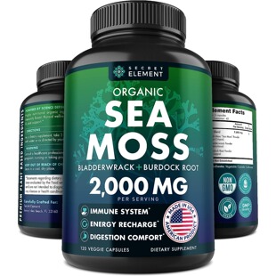 美国代购Organic Sea Moss Capsules Burdock Root Irish Moss