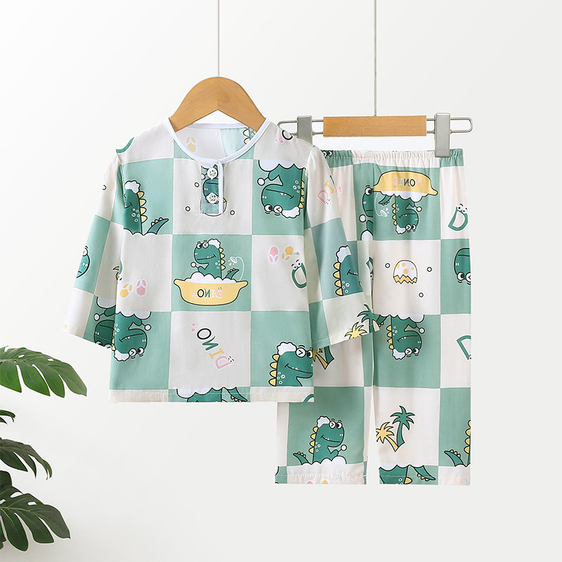 儿童棉绸睡衣夏季薄款小孩家居服