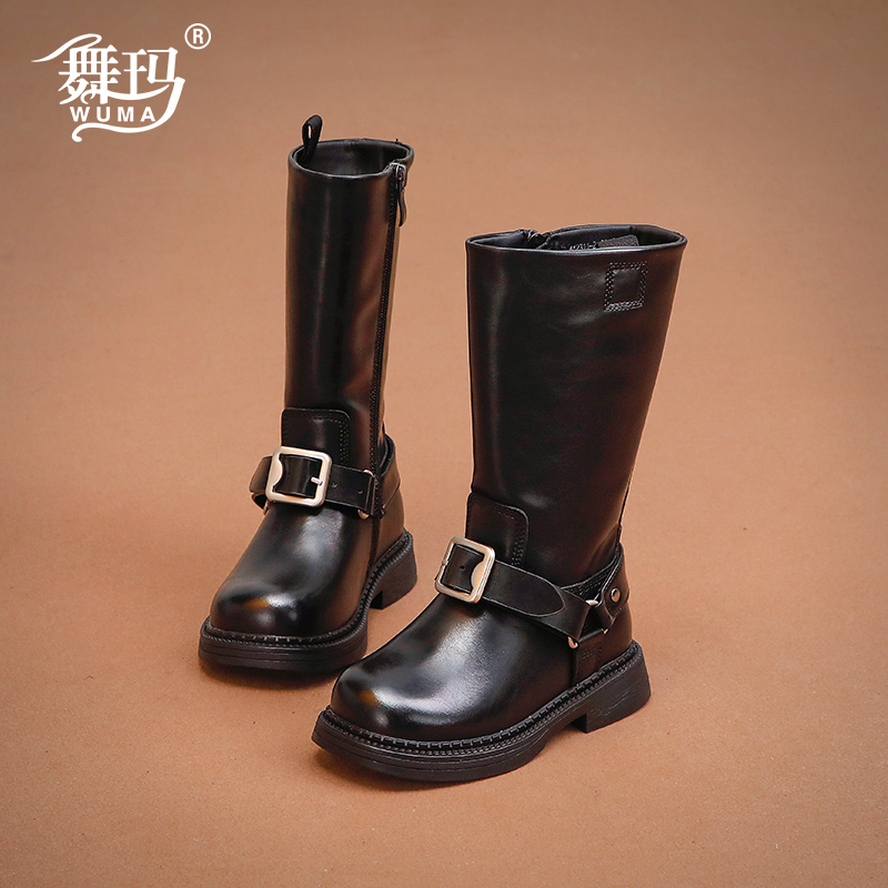 442311舞玛女童靴子儿童加绒长筒靴2025新款冬季女孩高筒二棉鞋