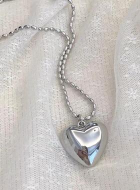 韩国东大门向日葵银色爱心项链