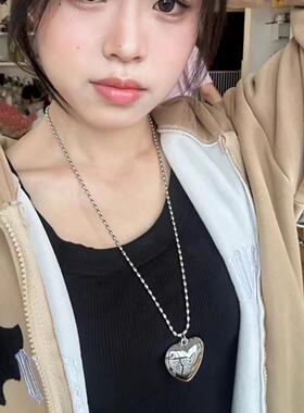 韩国东大门向日葵银色爱心项链女