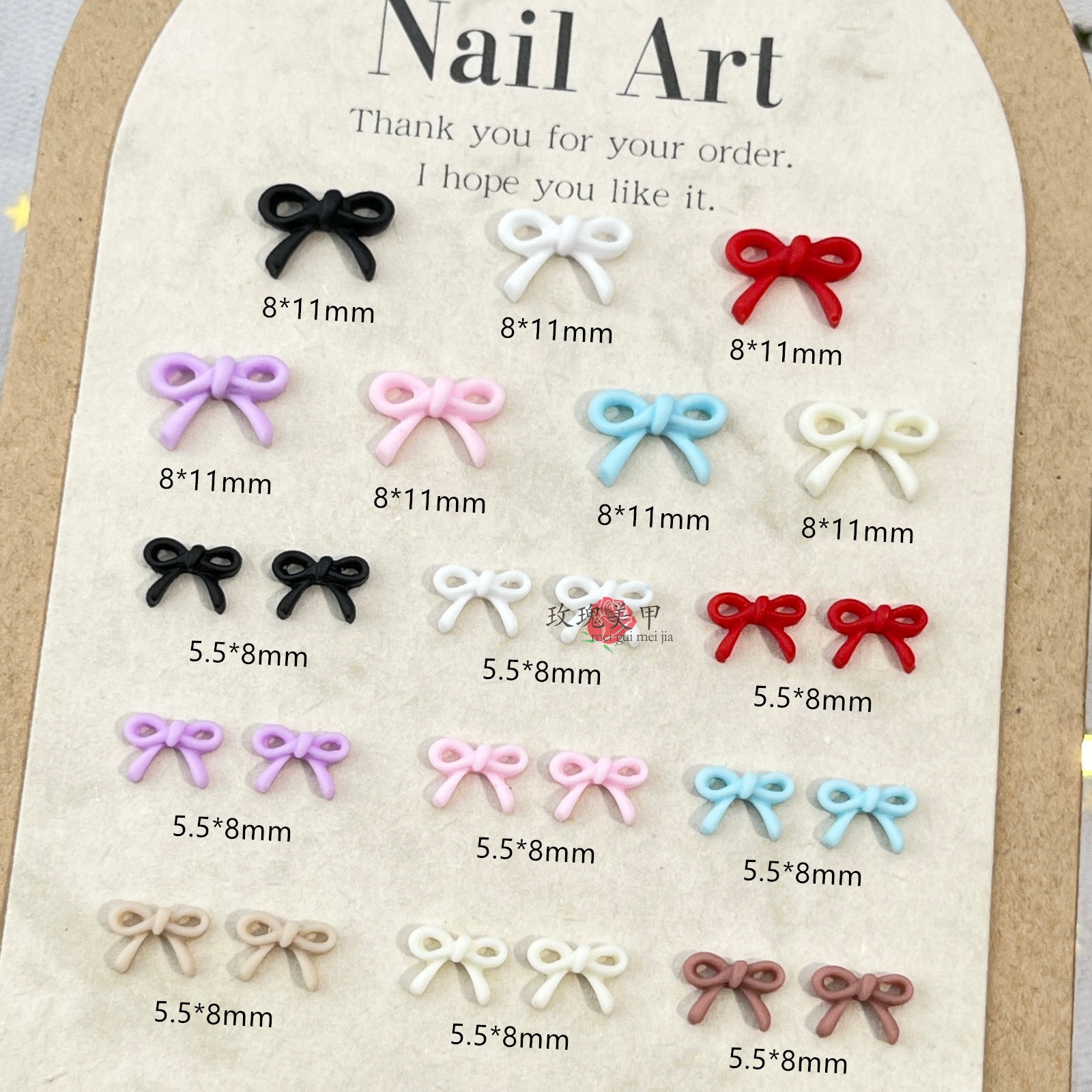 大小号百搭镂空蝴蝶结 DIY儿童穿戴甲贴片 彩色领结钻饰美甲饰品