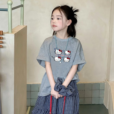 童梦楼韩国童装女童卡通短袖夏装新款宽松时尚百搭半袖T恤上衣