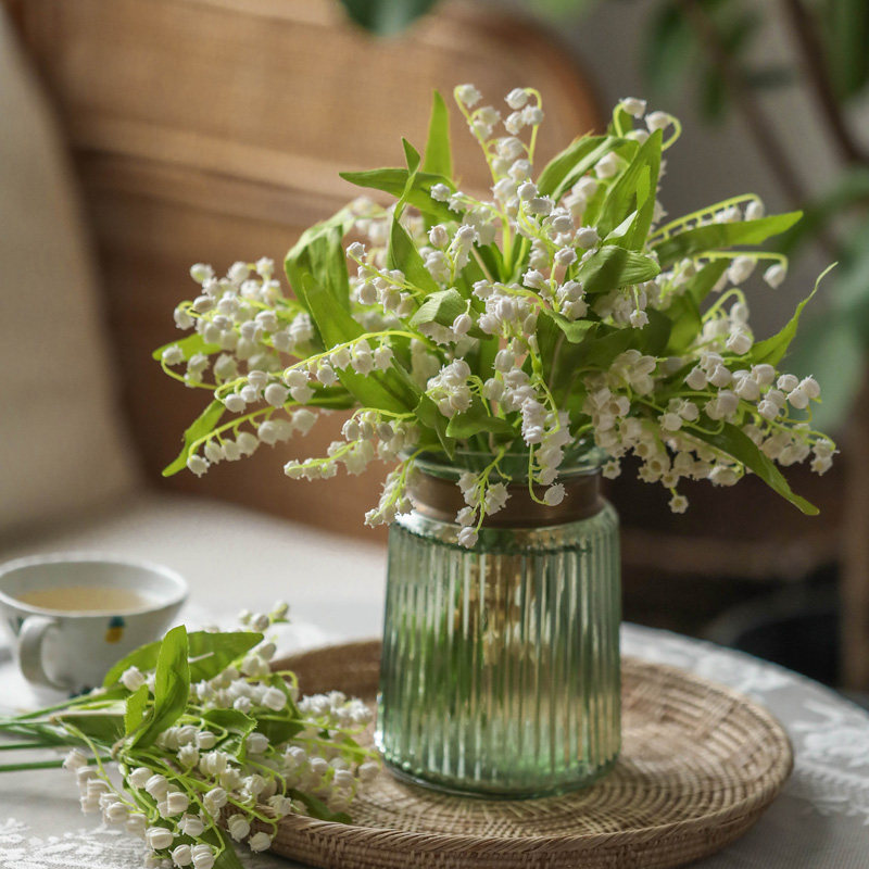 把束铃兰手捧花束仿真花白色塑料花短枝餐桌假花装饰插花摆花新款