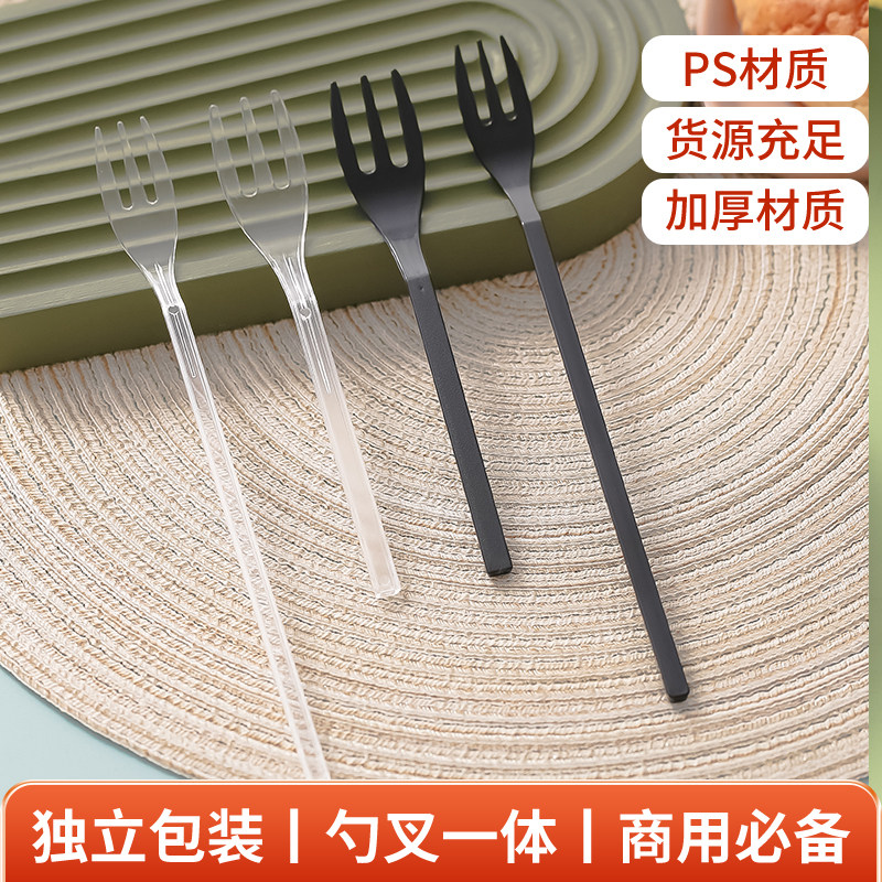 长柄水果叉一次性加厚食品级材质图片