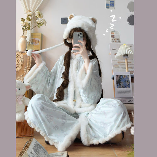 诗鸢暖暖加绒加厚汉服睡衣外穿