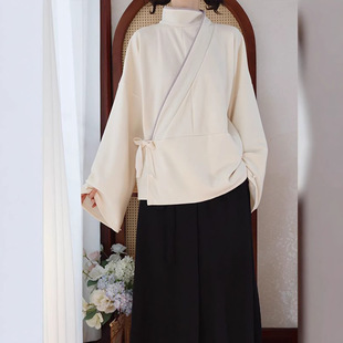 诗鸢原创改良晋制汉服女秋冬曲领襦仿羊绒内搭外穿曲领衫日常