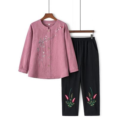 老年人开衫女奶奶春秋套装