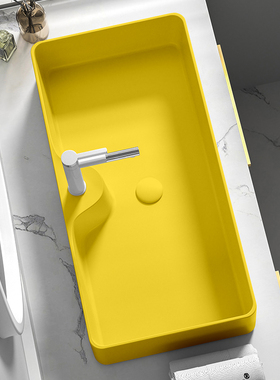 陶瓷台上盆大容量洗手盆洗脸盆长方形黄色台盆洗漱面盆水盆水池槽
