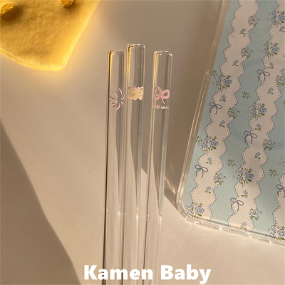 太美了！ins玻璃吸管精致蝴蝶环