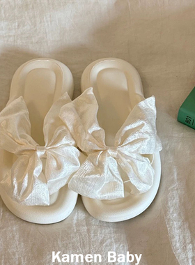 仙女风~蝴蝶结人字拖夏季外穿踩屎感eva夹脚凉拖鞋沙滩拖鞋海边女