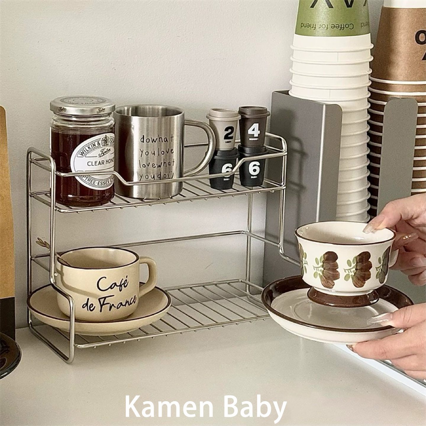 ins风双层不锈钢置物架整理架