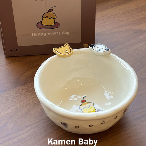 生日快乐可爱小狗米饭家用碗陶瓷