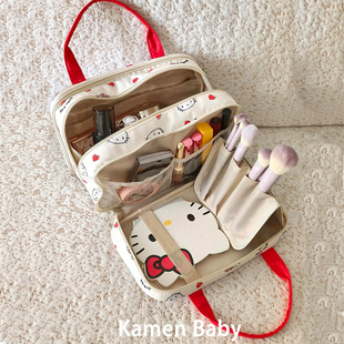 卡通猫咪分区手提化妆包女2025新款大容量便携式旅行洗漱包收纳袋