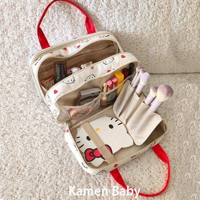 卡通猫咪分区手提化妆包女2025新款大容量便携式旅行洗漱包收纳袋