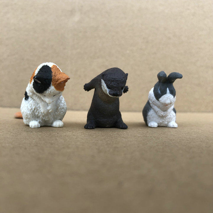 正版散货 作揖作拜 鞠躬动物 三花猫 兔子 水濑 扭蛋摆件收藏公仔