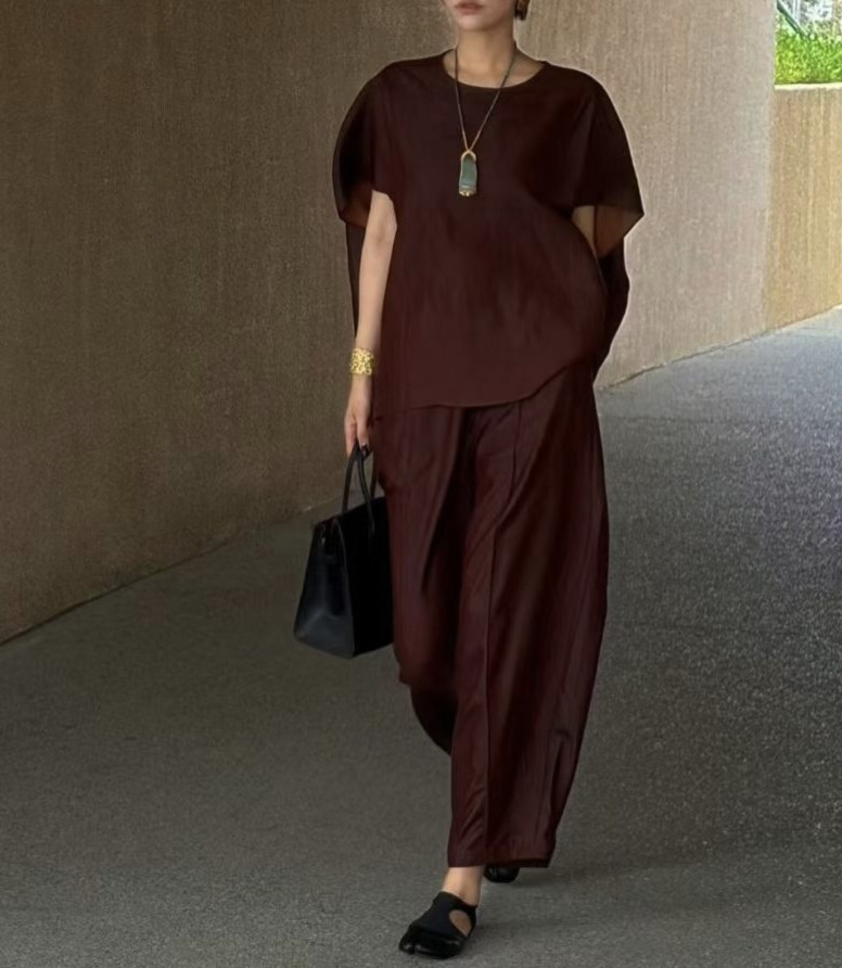 重磅红云纱九分锥型裤原创国风纯色宽松遮肉香云纱通勤休闲老爹裤