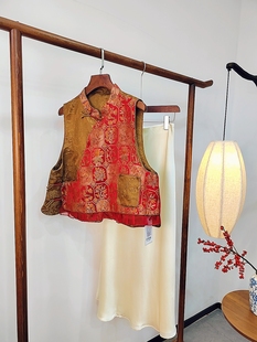 2025新款新中式国风马甲女款秋冬季香云纱拼接马夹