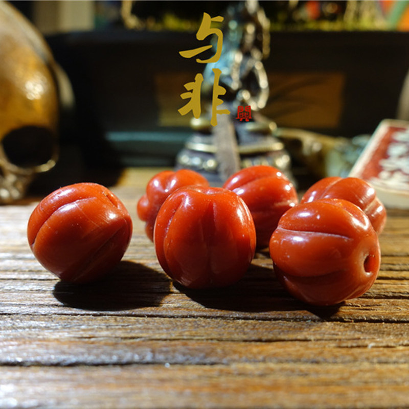 与非先生  藏式红色琉璃瓜珠文玩念珠金刚星月凤眼菩提籽手串配饰