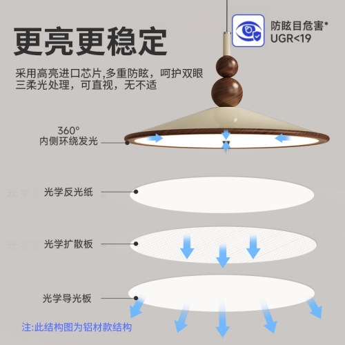 新中式茶室风铃吊灯原木风餐厅灯高级感房间侘寂风禅意LED灯具