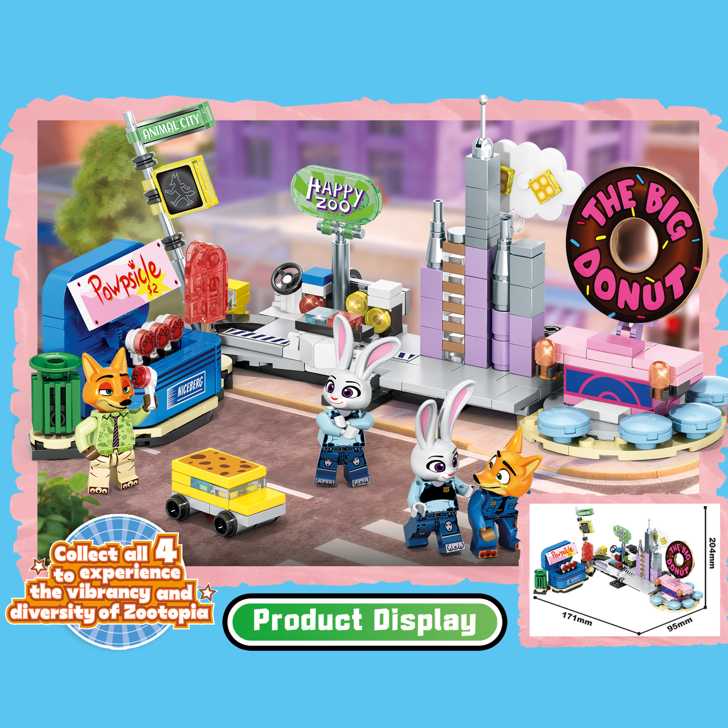 疯狂动物城玩具积木狐狸尼克朱迪拼装模型摆件送男女朋友生日礼物