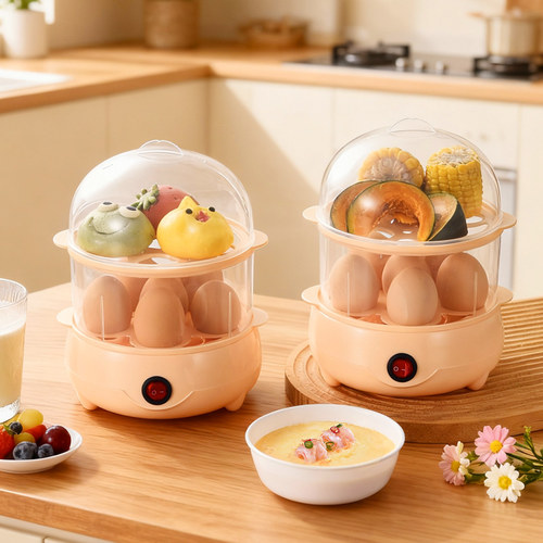 玩皮熊蒸蛋器防干烧迷你煮蛋器温泉蛋多功能家用煮蛋羹小型早餐机