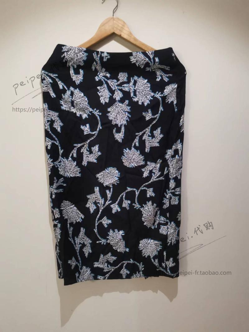 DVF黑色通勤碎花半身裙4码高腰包臀裙折扣现货