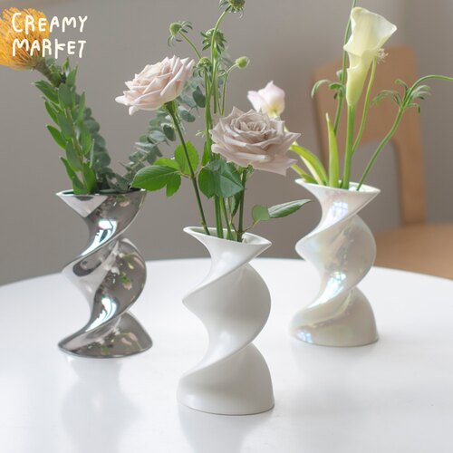 Creamy Market奶油陶瓷花瓶宅寂风桌面摆件客厅插花现代简约装饰