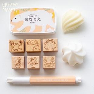 CreamyMarket一朵奶油原创甜品记录员的日常系列实木水晶胶印章