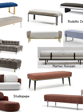 米洛提设计12款室内外长椅Matteo Nunziati轻奢极简床头长凳换鞋