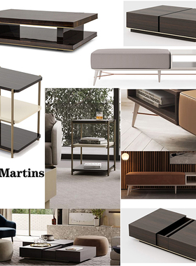 新品八款木做茶几中式复古Rui Martins设计Piero Lissoni边几角几