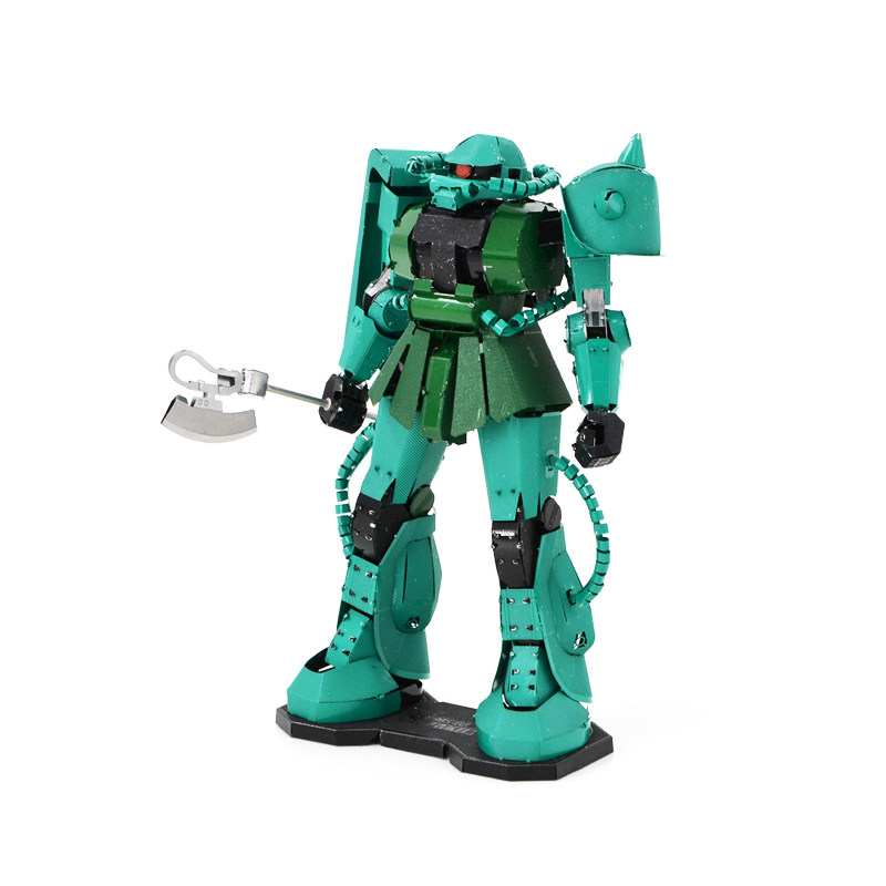 不锈钢纯金属免胶拼装模型 高达机甲  ms-06 zakuii 扎古 彩色版