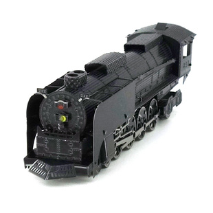 全金属不锈钢3D免胶立体拼图DIY拼装 模型美国844蒸汽机火车头彩色