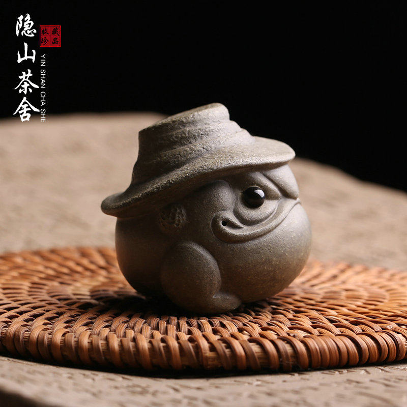 宜兴紫砂茶宠摆件牛仔金蟾名家全手工功夫茶具精品可养茶盘装饰