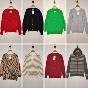 古着复古设计感日系女软妹外单长袖外套开衫春秋学院兔绒羊毛毛衣