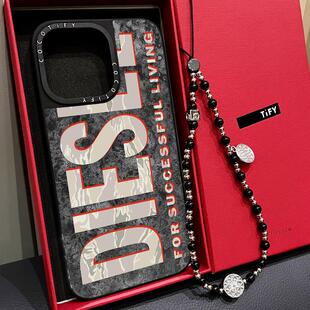 C家潮牌DIESEL大理石纹涂鸦英文适用iphone16promax17手机壳15pro苹果14plus磁吸MagSafe新款13小众12