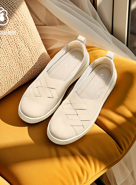 Pansy盼喜日本女鞋一脚蹬编织透气通勤百搭单鞋2025秋季新款4262