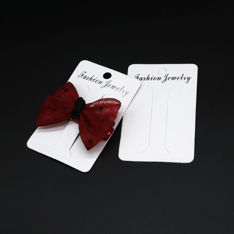 100张白色发夹卡片包装 方形发夹爪扣纸发饰卡纸手工diy配件