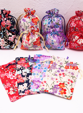 INS樱花棉束口袋中国风锦囊饰品抽绳包装挂袋8*1010*14CM喜糖福袋