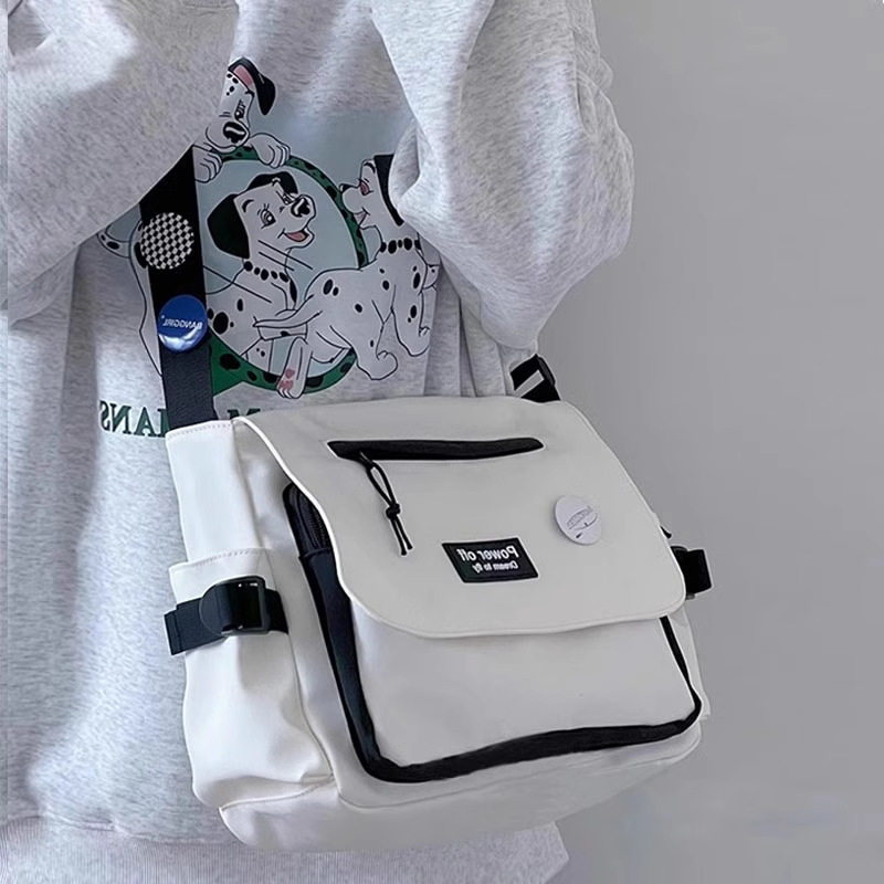 原宿ins风纯色包包男女同款斜挎包新款简约大学生上课书包单肩包