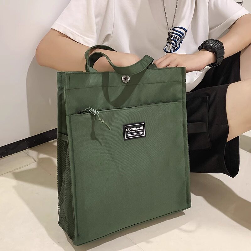 帆布包大容量男士手提包休闲简约男款通勤托特手提袋文件包单肩包