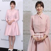 高端定制宋慧乔同款 领短外套A字宽松短裙新 衬衫 粉色丝毛西装 套装