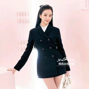韩国明星金智秀同款黑色长西装外套+短半裙时尚套装裙修身年轻款