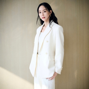 明星同款气质时尚简约高级白色西装套装裤2025秋冬新款商务正装女