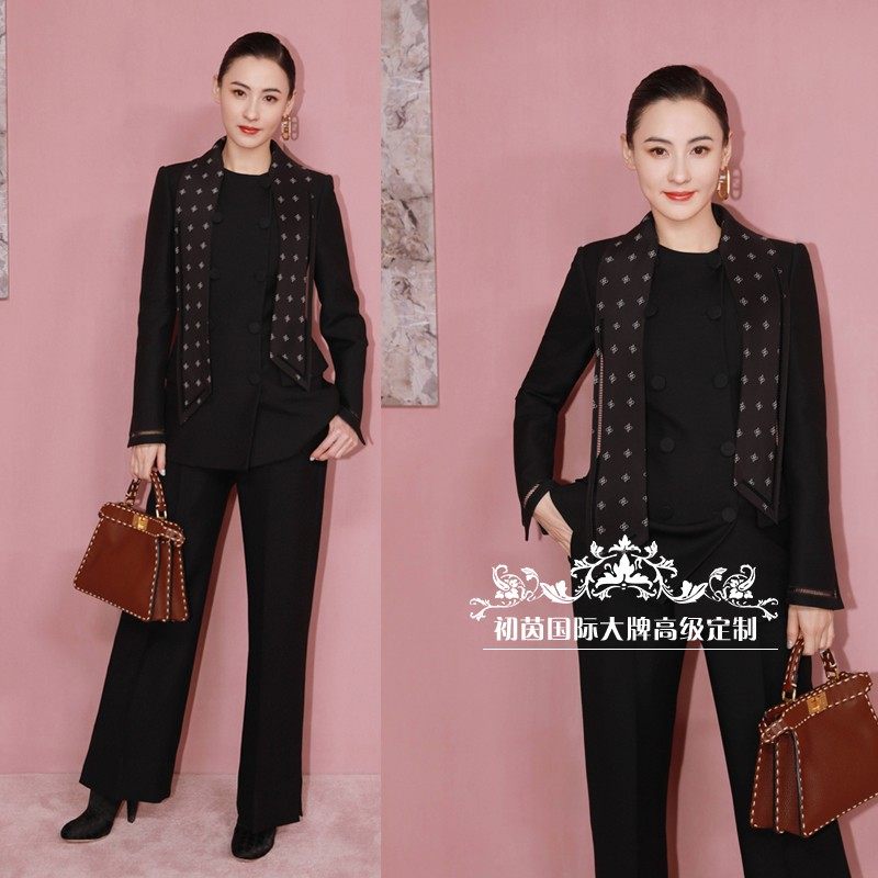 高级定制张柏芝明星同款黑色圆领双排扣西装套装裤女修身显瘦职业,女装/女士精品,西装,淘宝优惠券,粉丝福利购,淘宝优惠卷