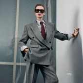 两件宽松版 高级定制2025春秋新款 裤 套装 时髦大牌 深灰色羊毛西装