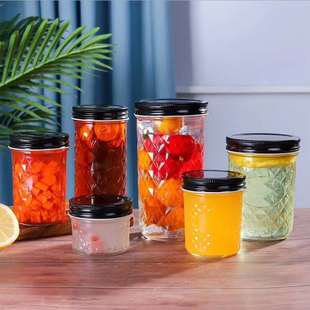 带盖玻璃梅森瓶大容量果汁酵素奶茶杯吸管水杯家用密封公鸡杯罐子