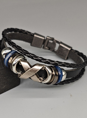 网红饰品简约串珠皮革手链个性百搭x钉男女时尚潮流搭扣手环